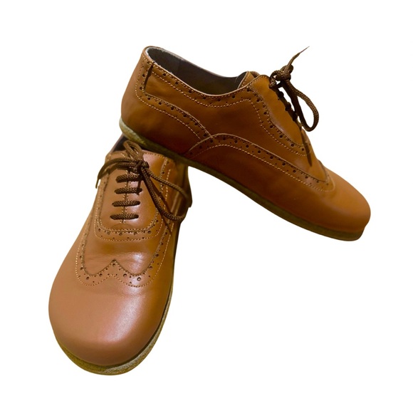Handmade Tan Leather Oxfords Wide Toebox Size EU 37 - Picture 6 of 6